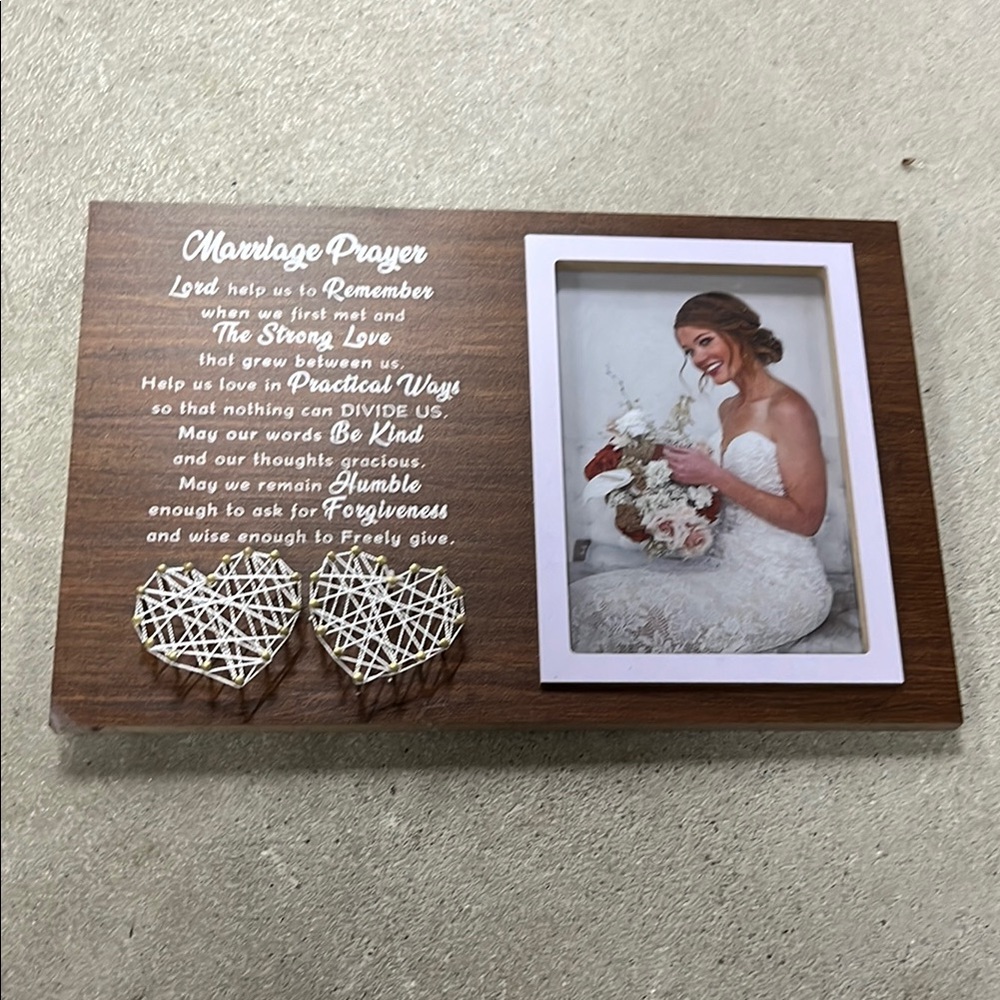Wooden Marriage Prayer Plaque with Heart Accents